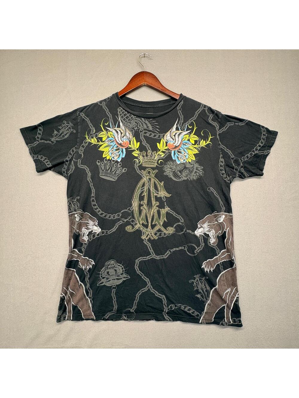 Christian Audigier T-Shirt Birds and Panther Size XXL (Fits Large)